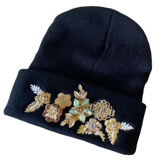 Natasha Couture Accessories - Natasha Embellished Black Hat